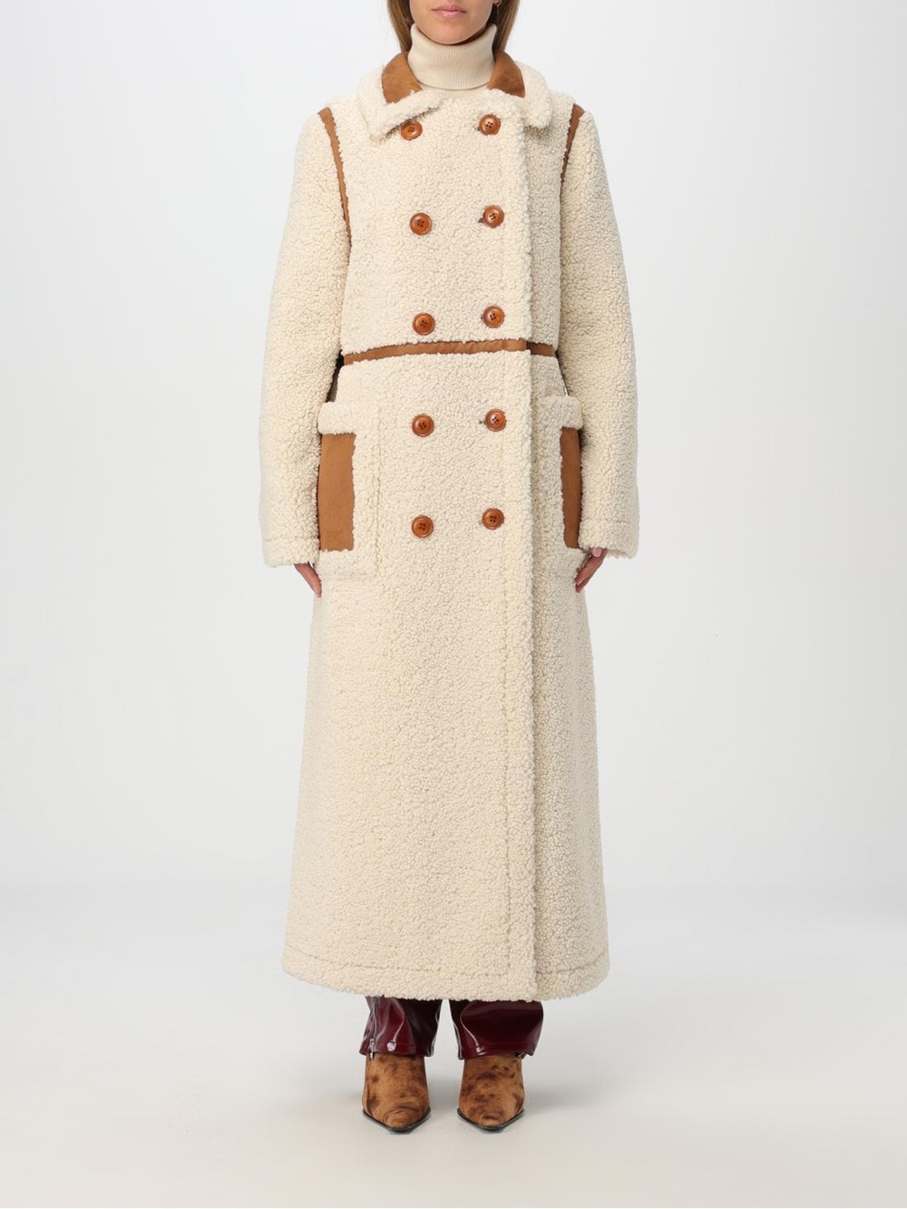 STAND STUDIO
Bibi Double-Breasted Faux-Fur Long Coat size 34